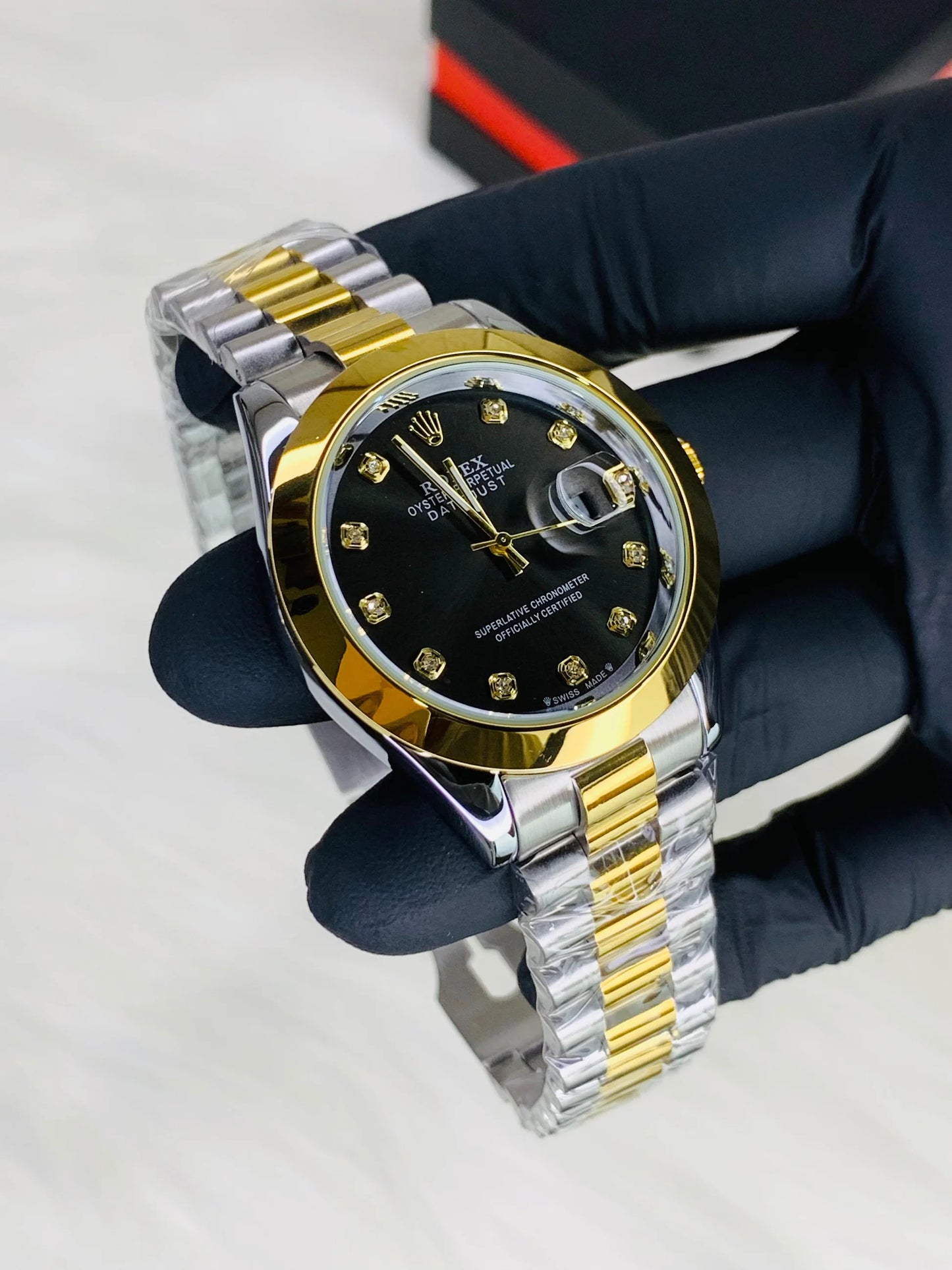 Rolex Oyster Perpetual Date just Two tone black dial