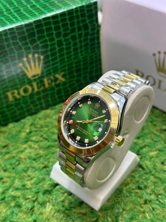 Rolex Oyster Perpetual Date just Two tone green dial