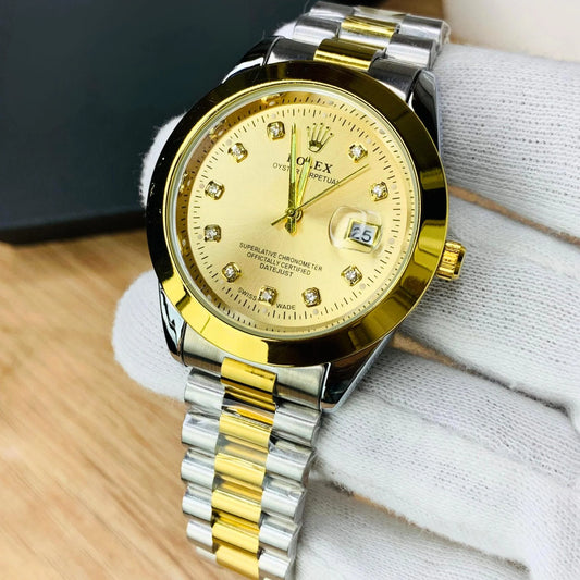 Rolex Oyster Perpetual Date just Two tone gold dial