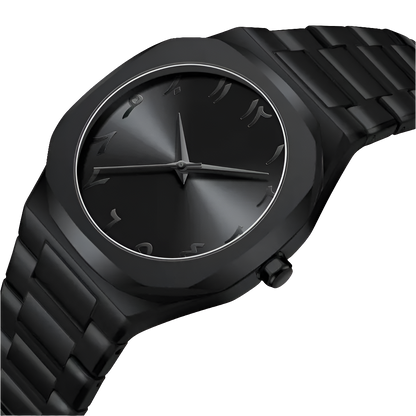 Premium Stainless steel Black arabic aura watch