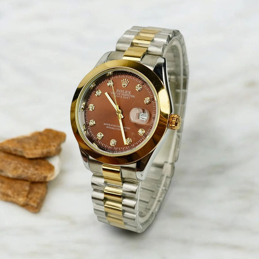 Rolex Oyster Perpetual Date just Two tone brown dial
