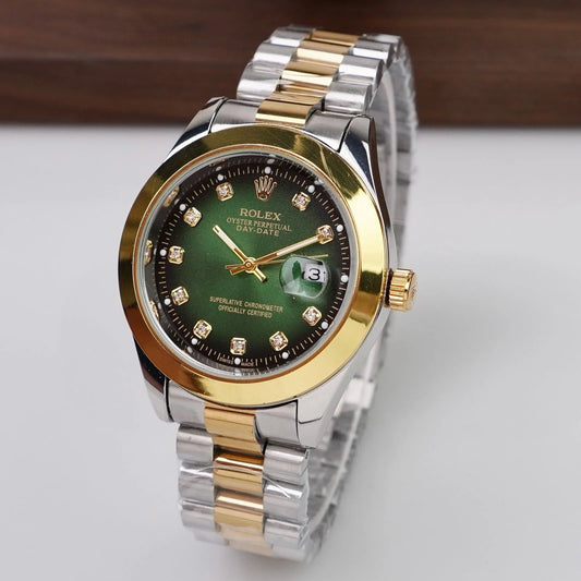 Rolex Oyster Perpetual Date just Two tone green dial