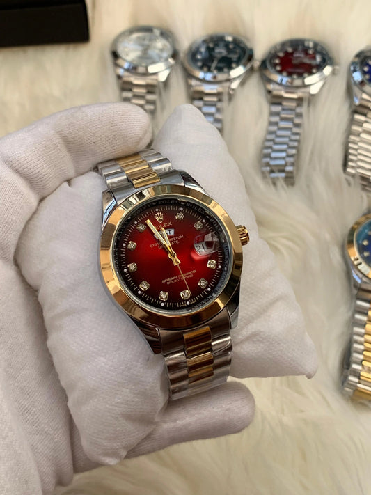 Rolex Oyster Perpetual Date just Two tone red dial