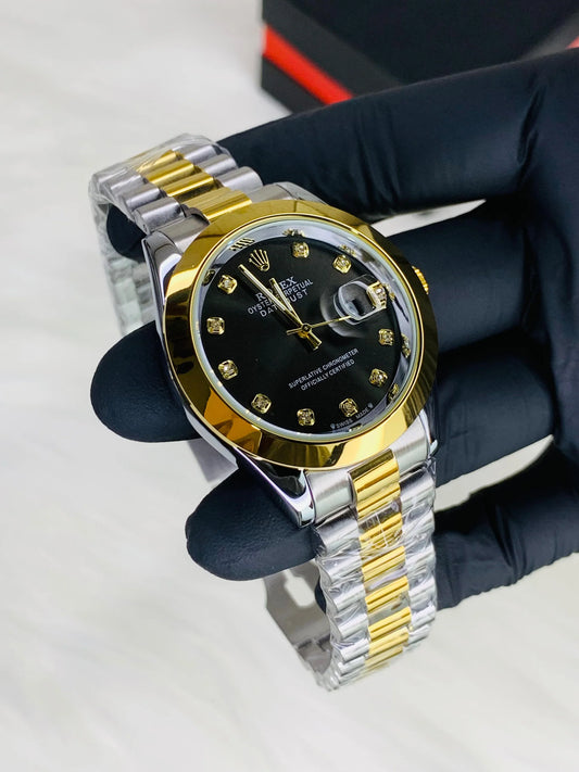Rolex Oyster Perpetual Date just Two tone black dial
